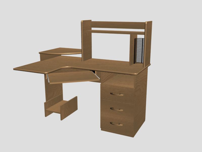 Угловой Компьютерный Стол 3D Модели