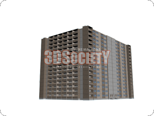 3D модель  16-и этажный жилой дом 