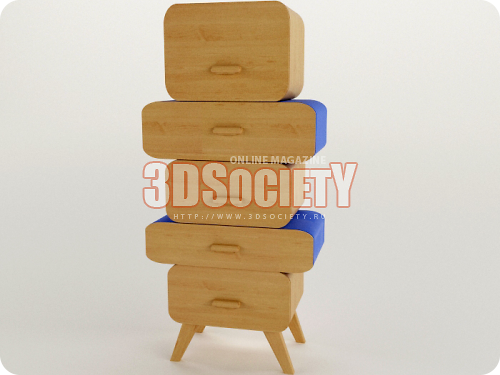 3D модель  dresser - stool 