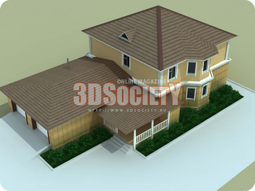 3D модель  Двухэтажный коттедж 