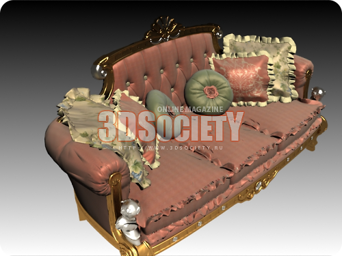 3D модель  классический диван 