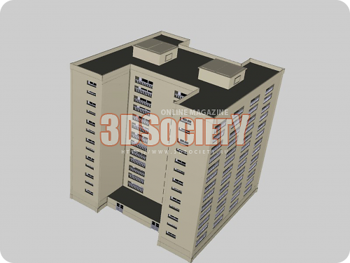 3D модель  Многоэтажный дом 