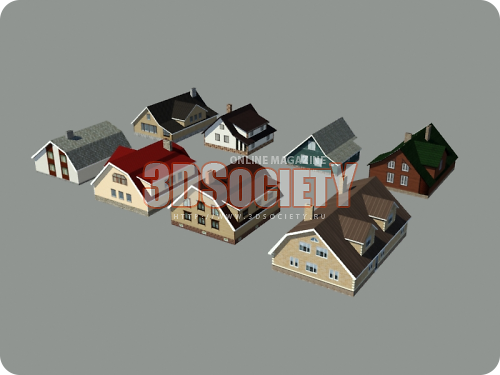 3D модель  Низкополигональные домики 
