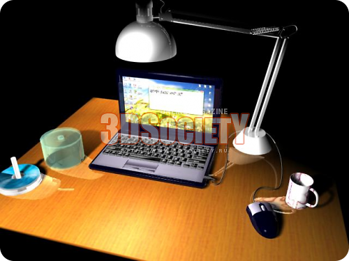3D модель  ноутбук на рабочем столе 