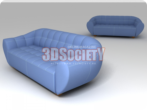 3D модель  Стёганный двухместный диван 