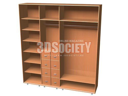 3D модель  трехсекционный шкаф 