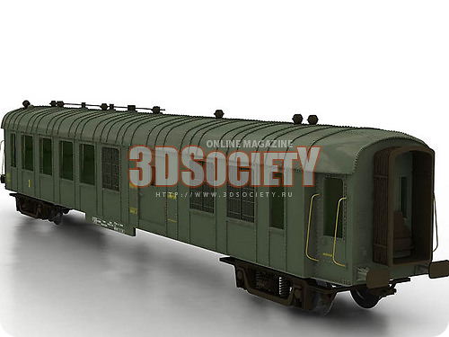 3D модель Вагон товарный для поезда