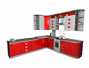 3D модель  кухня красная 